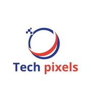 design de logotipo mínimo de tecnologia pixel vetor