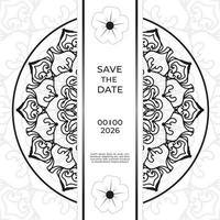 salvar o design de cartão de convite de data em estilo de tatuagem de henna. mandala decorativa para impressão, cartaz, capa, folheto, panfleto, banner vetor