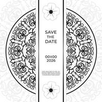 salvar o design de cartão de convite de data em estilo de tatuagem de henna. mandala decorativa para impressão, cartaz, capa, folheto, panfleto, banner vetor