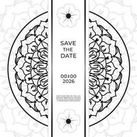 salvar o design de cartão de convite de data em estilo de tatuagem de henna. mandala decorativa para impressão, cartaz, capa, folheto, panfleto, banner vetor