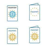 ícone de vetor de passaporte internacional - viagem, embarque, aeroporto, ilustração vetorial de documento