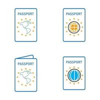 ícone de vetor de passaporte internacional - viagem, embarque, aeroporto, ilustração vetorial de documento