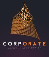 logotipo abstrato corporativo com quadrados dourados estilhaçados vetor