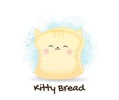 Vetor premium de personagem de desenho animado de pão de gatinho fofo