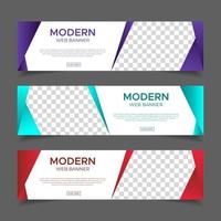 modelo de banners corporativos com lugar para foto. anúncios de banners da web abstrata moderna. desenho vetorial vetor