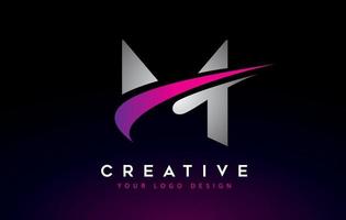 design de logotipo de letra m criativo com vetor de ícone swoosh.