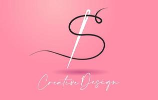 Logotipo da letra s com vetor de conceito de design criativo de agulha e linha