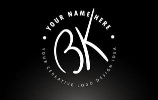 design de logotipo de letras manuscritas bk com padrão de carta circular. ícone de logotipo de assinatura manuscrita criativa vetor