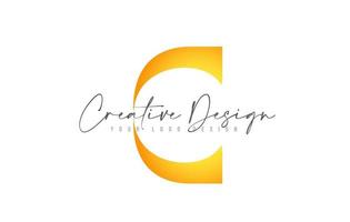 C letra ícone design com cores amarelas pretas e corte moderno criativo. vetor