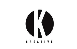 k design de logotipo em letra branca com fundo do círculo. vetor
