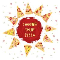 Escolha do design redondo da pizza vetor