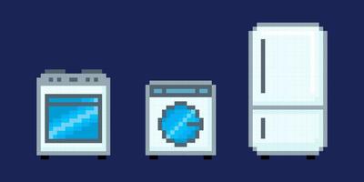 eletrodomésticos em estilo pixel art vetor