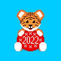 feliz ano novo do tigre pixel art vetor