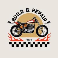 ilustração vetorial de logotipo de motocicleta vintage garagem vetor
