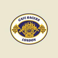 café racers racing motocicleta logotipo vintage distintivo ilustração vetorial vetor