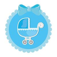 transporte de carrinho de bebê em ícone isolado de moldura de renda vetor