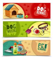 Conjunto de Banners horizontais Pet Care 3 vetor