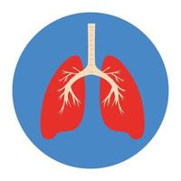 Órgão de pulmão em ícone isolado circular de quadro vetor