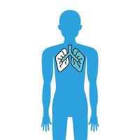 avatar de corpo com ícone de órgão de pulmão isolado vetor