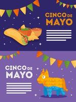 tigela mexicana de pinata burrito e nachos de cinco de mayo desenho vetorial vetor