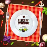 Poster realístico de Backgroud da composição do menu do restaurante vetor