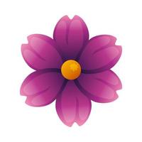 ícone de flor fofa cor roxa isolada vetor