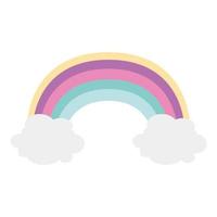 arco-íris fofo com ícone de nuvens isoladas vetor
