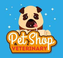 veterinário de pet shop com cachorro fofo vetor