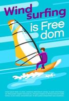 windsurf é o modelo de vetor de cartaz de liberdade. esporte aquático. brochura, capa, design de conceito de página de livreto com ilustrações planas. esporte radical. panfleto publicitário, folheto, ideia de layout de banner