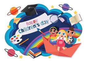 vetor do dia das crianças personagem fofinho crianças e brinquedos papel de parede para crianças