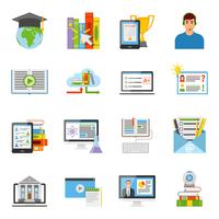 Conjunto de ícones plana de educação on-line vetor