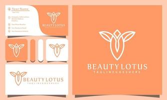 flor beleza lótus minimalista elegante logotipo design ilustração em vetor com estilo de linha de arte, modelo de cartão de negócios moderno
