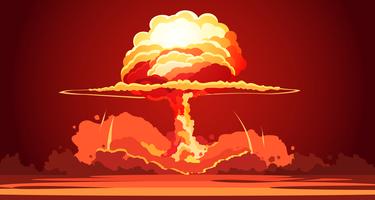 Poster retro da nuvem do cogumelo da explosão vetor