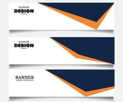conjunto de fundo de banner abstrato de negócios na web com cor azul escuro e laranja vetor
