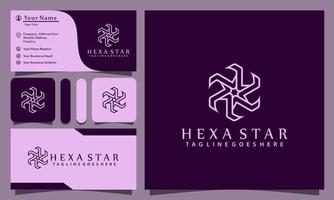 logotipos de luxo estrela hexagonal elegante design ilustração vetorial com estilo de arte de linha vintage, modelo de cartão de negócios moderno vetor