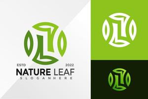 letra n natureza folha logotipo design ilustração vetorial modelo vetor