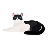 ícone isolado preto e branco de gato fofo vetor