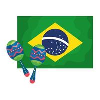 maracas com ícone da bandeira do brasil isolado vetor