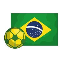 esporte bola futebol com ícone da bandeira Brasil isolado vetor