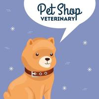 veterinário de pet shop com cachorro fofo vetor