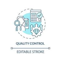 ícone do conceito azul de controle de qualidade. monitoramento da produção. inspeção de mercadorias. ilustração de linha fina de idéia abstrata de gestão de operações. desenho de cor de contorno isolado vetor. curso editável vetor