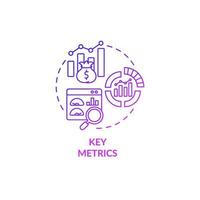 ícone do conceito gradiente roxo de métricas chave. monitorar o desempenho dos negócios. avaliando análises. ilustração de linha fina de ideia abstrata de modelo de negócios. desenho de cor de contorno isolado de vetor