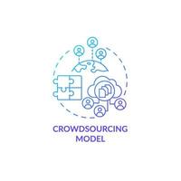 ícone de conceito de gradiente azul de modelo crowdsourcing. projeto de crowdfunding. investimento na comunidade. ilustração de linha fina de ideia abstrata de modelo de negócios. desenho de cor de contorno isolado de vetor