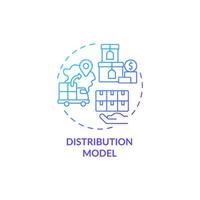 ícone de conceito de gradiente azul modelo de distribuição. logística e cadeia de suprimentos. envio de mercadorias do armazém. ilustração de linha fina de ideia abstrata de modelo de negócios. desenho de cor de contorno isolado de vetor