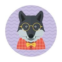 avatar de lobo hipster vetor