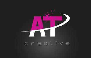 at at criativas design de letras com cores rosa branco vetor