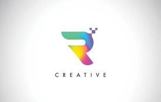 r vetor de design de carta logotipo colorido. ícone de letra gradiente de arco-íris criativo