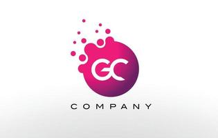 design de logotipo de pontos de letra gc com bolhas na moda criativas. vetor