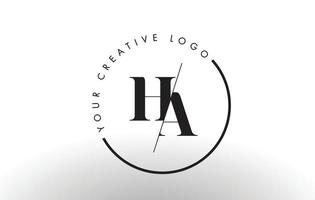 ha design de logotipo de carta com serifa com corte cruzado criativo. vetor