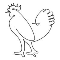 um desenho de linha contínua do galo resistente para a identidade do logotipo da empresa avícola. conceito de mascote de frango para ícone de comida de carne orgânica. ilustração de desenho gráfico vetorial dinâmico de linha única vetor